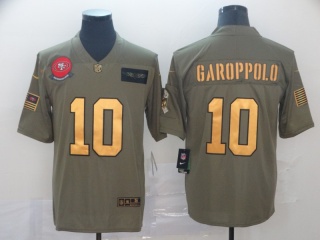 San Francisco 49ers 10 Jimmy Garoppolo 2019 Salute to Service Limited Jersey Olive Golden 