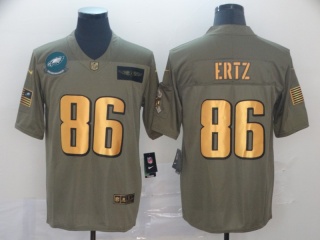 Philadelphia Eagles 86 Zach Ertz 2019 Salute to Service Limited Jersey Olive Golden