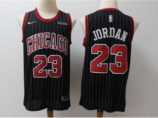 Nike Chicago Bulls 23 Michael Jordan 2019 Basketball Jersey Black Pinstripes