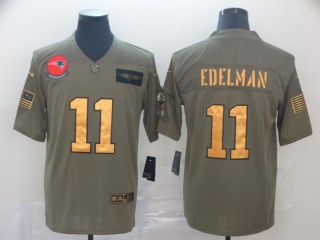 New England Patriots 11 Julian Edelman 2019 Salute to Service Limited Jersey Olive Golden