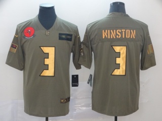 Tampa Bay Buccaneers 3 Jameis Winston 2019 Salute to Service Limited Jersey Olive Golden