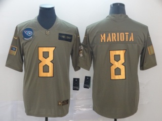 Tennessee Titans 8 Marcus Mariota 2019 Salute to Service Limited Jersey Olive Golden 