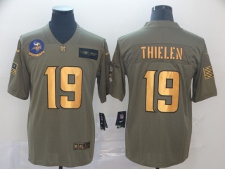 Minnesota Vikings 19 Adam Thielen 2019 Salute to Service Limited Jersey Olive Golden