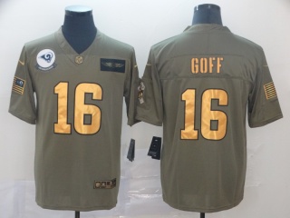 Los Angeles Rams 16 Jared Goff 2019 Salute to Service Limited Jersey Olive Golden 