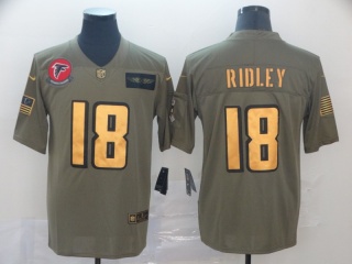 Atlanta Falcons 18 Calvin Ridley 2019 Salute to Service Limited Jersey Olive Golden