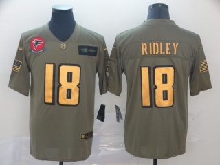 Atlanta Falcons 18 Calvin Ridley 2019 Salute to Service Limited Jersey Olive Golden 