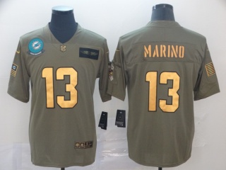 Miami Dolphins 13 Dan Marino 2019 Salute to Service Limited Jersey Olive Golden