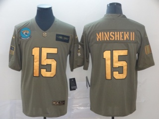 Jacksonville Jaguars 15 Gardner Minshew II 2019 Salute to Service Limited Jersey Olive Golden