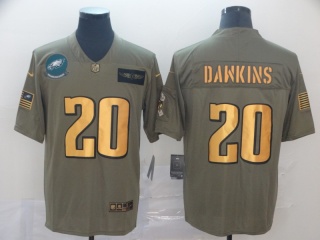 Philadelphia Eagles 20 Brian Dawkins 2019 Salute to Service Limited Jersey Olive Golden