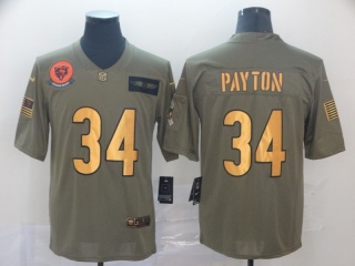 Chicago Bears 34 Walter Payton 2019 Salute to Service Limited Jersey Olive Golden