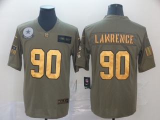 Dallas Cowboys 90 Demarcus Lawrence 2019 Salute to Service Limited Jersey Olive Golden
