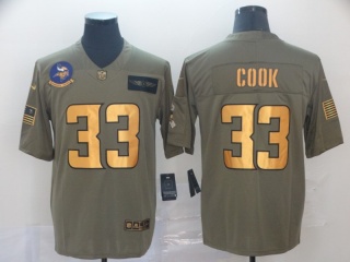 Minnesota Vikings 33 Dalvin Cook 2019 Salute to Service Limited Jersey Olive Golden