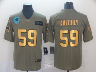 Carolina Panthers 59 Luke Kuechly 2019 Salute to Service Limited Jersey Olive Golden