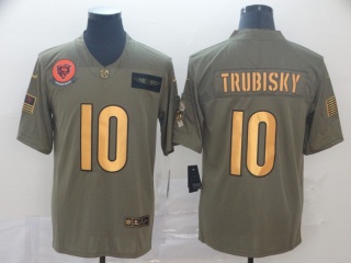 Chicago Bears 10 Mitch Trubisky 2019 Salute to Service Limited Jersey Olive Golden