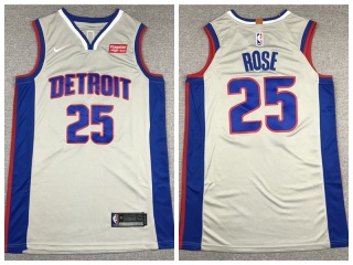 Nike Detroit Pistons 25 Derrick Rose Basketball Jersey Gray