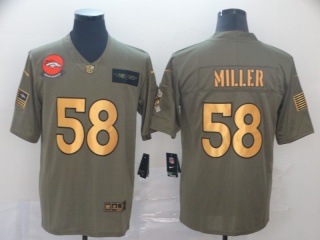 Denver Broncos 58 Von Miller 2019 Salute to Service Limited Jersey Olive Golden