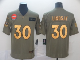 Denver Broncos 30 Phillip Lindsay 2019 Salute to Service Limited Jersey Olive Golden