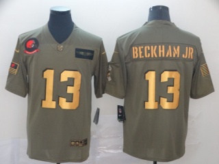 Cleveland Browns 13 Odell Beckham Jr 2019 Salute to Service Limited Jersey Olive Golden