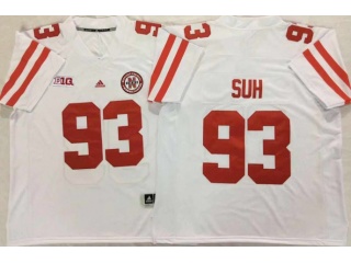 NCAA Nebraska Huskers 93 Ndamukong Suh Football Jersey White