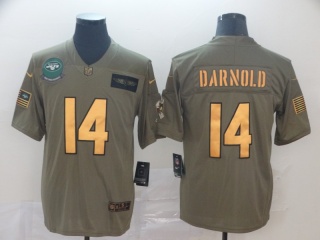 New York Jets 14 Sam Darnold 2019 Salute to Service Limited Jersey Olive Golden