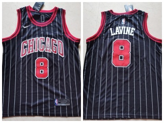 Nike Chicago Bulls 8 Zach Lavine 2019 Jersey Black Pinstripes