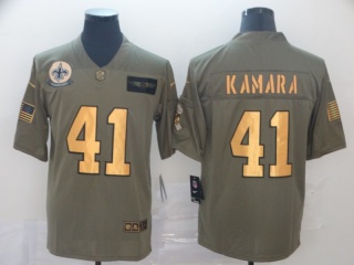 New Orleans Saints 41 Alvin Kamara 2019 Salute to Service Limited Jersey Olive Golden