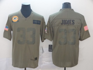 Green Bay Packers 33 Aaron Jones 2019 Salute to Service Limited Jersey Olive