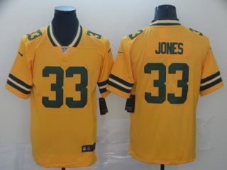 Green Bay Packers 33 Aaron Jones Inverted Legend Limited Jersey Yellow