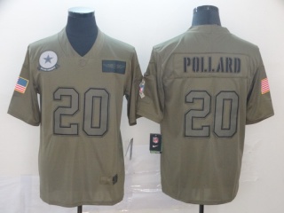 Dallas Cowboys 20 Tony Pollard 2019 Salute to Service Limited Jersey Olive