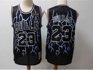Chicago Bulls 23 Michael Jordan Lightning Hardwood Classic Jersey Black