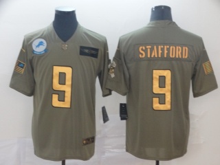 Detroit Lions 9 Matthew Stafford 2019 Salute to Service Limited Jersey Olive Golden