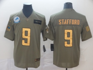 Detroit Lions 9 Matthew Stafford 2019 Salute to Service Limited Jersey Olive Golden 