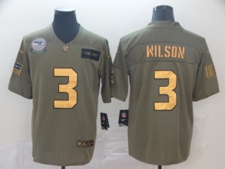 Seattle Seahawks 3 Russell Wilson 2019 Salute to Service Limited Jersey Olive Golden