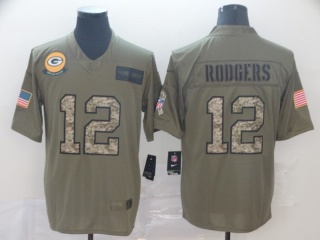Green Bay Packers 12 Aaron Rodgers 2019 Salute to Service Limited Jersey Olive Camo