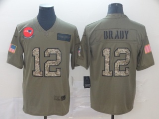 New England Patriots 12 Tom Brady 2019 Salute to Service Limited Jersey Olive Camo