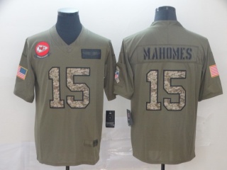 Kansas City Chiefs 15 Patrick Mahomes 2019 Salute to Service Limited Jersey Olive Camo