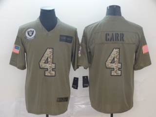 Oakland Raiders 4 Derek Carr 2019 Salute to Service Limited Jersey Olive Camo
