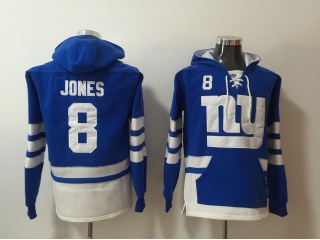 New York Giants 8 Daniel Jones Football Hoodie Blue