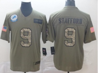 Detroit Lions #9 Matthew Stafford Salute to Service Limited Jersey Olive Camo
