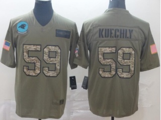 Carolina Panthers #59 Luke Kuechly 2019 Salute to Service Limited Jersey Olive Camo