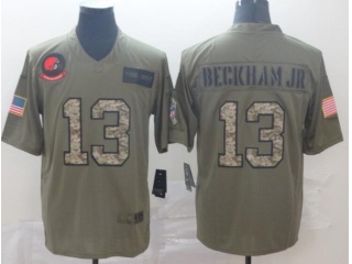 Cleveland Browns #13 Odell Beckham 2019 Salute to Service Limited Jersey Olive Camo