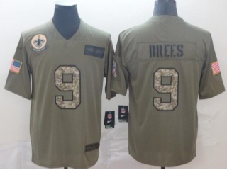 New Orleans Saints #9 Drew Brees 2019 Salute to Service Limited Jersey Olive Camo