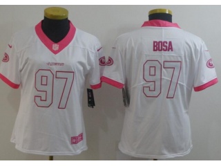 Woman San Francisco 49ers #97 Nick Bosa Vapor Untouchable Limited Jersey White Pink