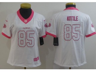 Woman San Francisco 49ers #85 George Kittle Vapor Untouchable Limited Jersey White Pink 