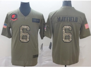 Cleveland Browns #6 Baker Mayfield 2019 Salute to Service Limited Jersey Olive Camo