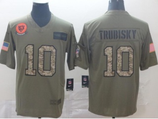 Chicago Bears #10 Mitch Trubisky 2019 Salute to Service Limited Jersey Olive Camo