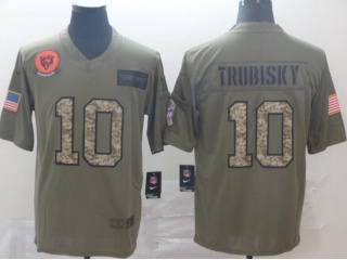 Chicago Bears #10 Mitch Trubisky 2019 Salute to Service Limited Jersey Olive Camo 