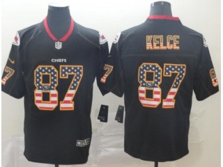 Kansas City Chiefs #87 Travis Kelce USA Flag Vapor Untouchable Limited Jersey Black