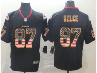 Kansas City Chiefs #87 Travis Kelce USA Flag Vapor Untouchable Limited Jersey Black 