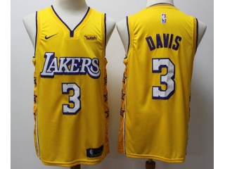 Nike Los Angeles Lakers #3 Anthony Davis 2019-20 Jersey Yellow City 